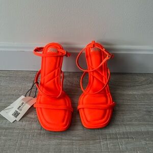 ZARA NWT! Bright orange strappy sandals
